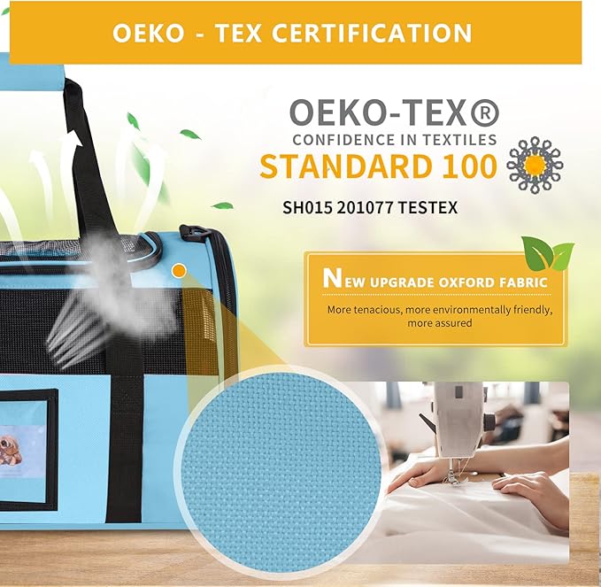 Cat Carrier Dog Carriers Airline Approved for Small Dogs, Kitten, Carriers for Small Medium Cats Under 15lb, Collapsible Soft Sided TSA Approved Pet Travel Carrier-Blue