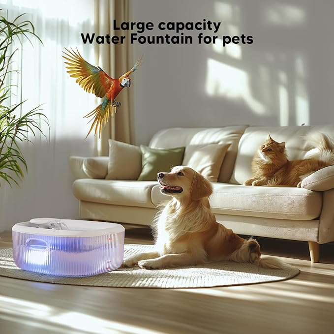 WOPET Dog Water Fountain for Large Dogs, 6L/205oz/1.7Gal Dog Water Bowl Dispenser, Automatic Cat and Pet Water Fountain with 2 Filters&Visual Water Level for Large Medium Small Breed Dogs Pets