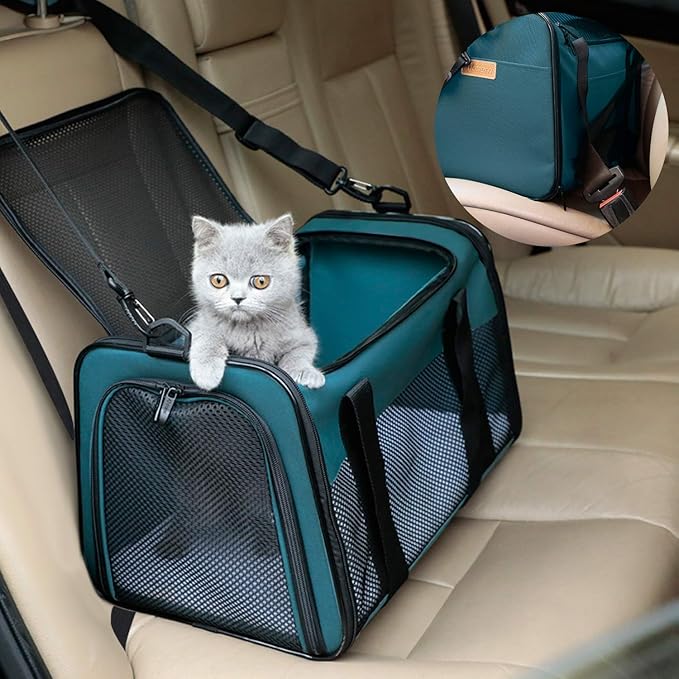 Cat Carrier - Portable Foldable Dog Pet Carrier, Soft-Sided Pet Bag up to 22 Lbs, Airline Approved Travel Puppy Carrier