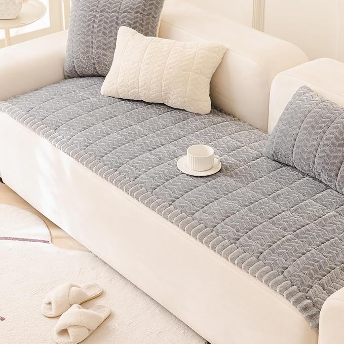 Sofa Cover Fuzzy Couch Cover for Pet, Couch Covers for Dogs Washable Non-Slip Sofa Slipcover Cushion Protector Pets Friendly Mat Bed