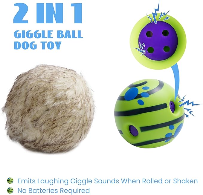 Nocciola Wobble Giggle Ball for Dogs, Interactive Dog Toys for Boredom, Squeaky Ball Dog Toys to Keep Them Busy, Pet Toys for Small Medium Large Dogs, Fun Giggle Sounds When Rolled or Shaken (S)
