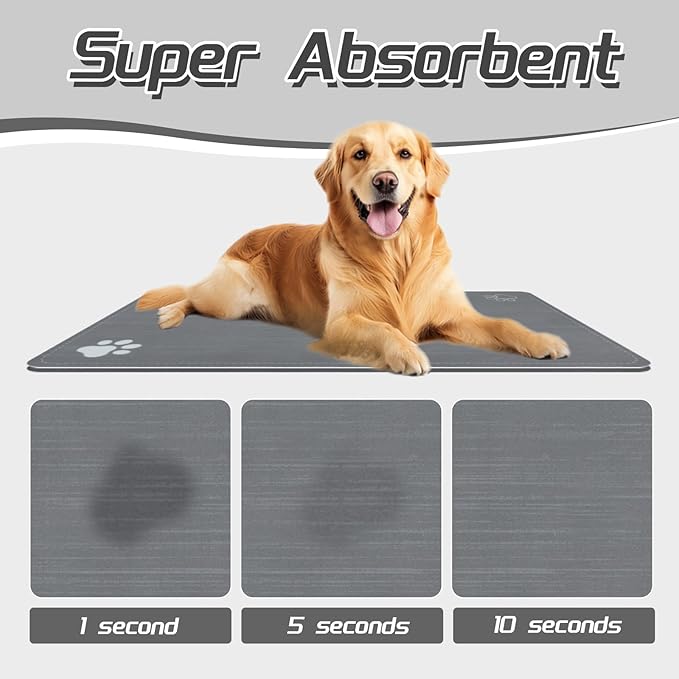 Le courant Dog Cat Feeding Mat,Rapid Absorbent Pet Mat, Bone Shaped Placemat Water Bowl Mat with Rubber Backing,No Stains Cat Mats Indoor, Pet Accessories Supplies,Grey.Dog Paw