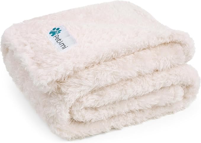PetAmi Dog Blanket for Small Medium Dogs Beige, Fluffy Soft Puppy Blanket, Sherpa Fleece Cat Blanket for Kitten Doggie, Calming Pet Blanket Throw for Couch Sofa Bed Washable, Medium 29x40