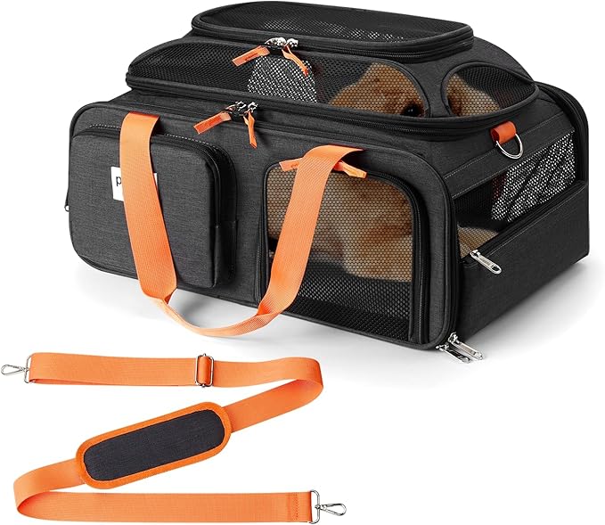 19x13x9 TSA Approved top Expandable pet Carrier for Small Dog Puppy cat up to 10 lbs Weight and 18'' Length, for Southwest Spirit Canada Airlines