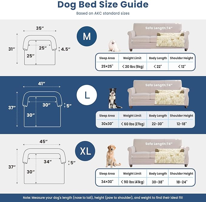 Calming Dog Couch Bed for Large Dogs, 41 x 37 inch Waterproof Removable Dogs Mat Couch Cover for Furniture Protector, Non-Slip Fluffy Pelsbarn Dog Bed for Couch, Sofa, Outdoor - Tie-Dye Khaki