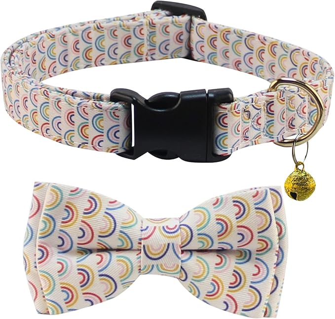 Yizepet Dog Collar with Bow Tie- Adjustable pet Collar for Dogs with Plastic Buckle Collar, Stylish Pattern for Small Medium or Large Boy and Girl Dog and Cat