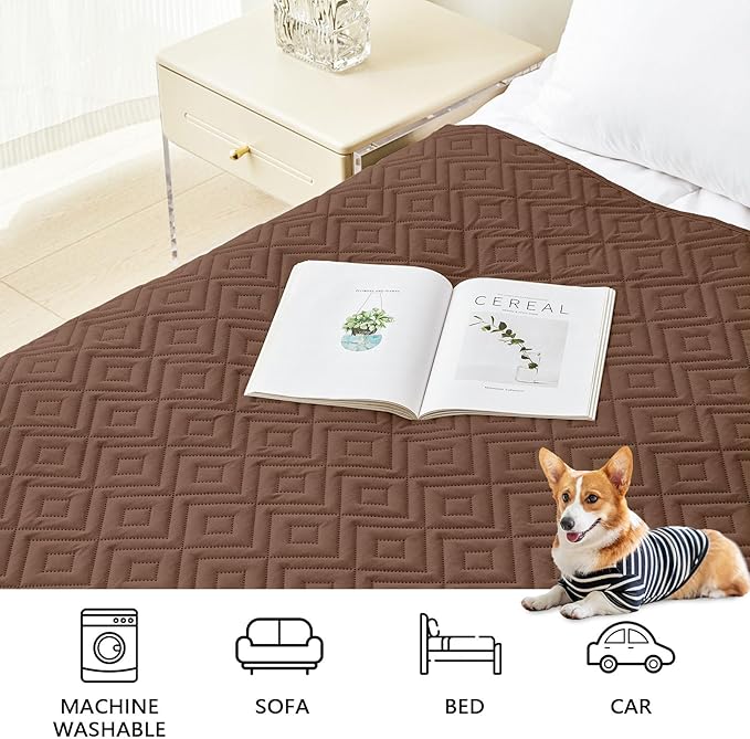 hyha Waterproof Dog Blanket, Soft Dog Bed Cover Pet Blankets, Waterproof Sofa Couch Cover for Dogs Washable, Reversible Pet Couch Covers for Sofa Furniture (40x70 Inch, Brown/Beige)
