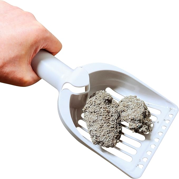 2 Pack Large Cat Litter Scoop Set with Bee-Shaped Wand Toy Refill, Heavy Duty Cat Scooper for Litter Box with 7mm Wide Large Holes, Long Handle & Hanging Hook, Kitty Litter Box Cleaning Tool