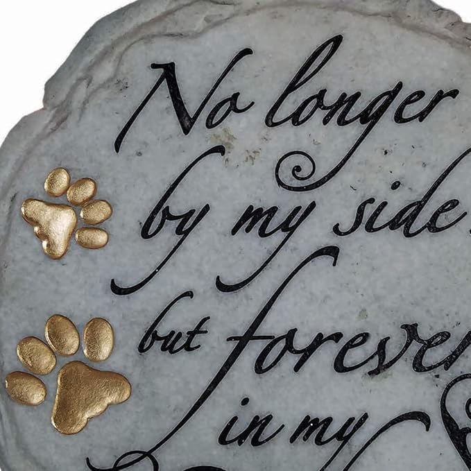 Spoontiques - Garden Décor - No Longer by My Side Stepping Stone - Decorative Stone for Garden, 9.63" Diameter
