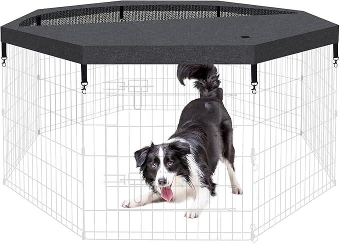 Dog Pen Pet Playpen Dog Fence Pad Indoor Foldable Metal Wire Exercise Puppy Play Yard Pet Enclosure Cover Outdoor (Only Top Cover, Playpen Not Included)