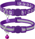 Taglory Reflective Cat Collar Breakaway with Bells, 2 Pack Girl Boy Pet Cat Collar Adjustable 7.5-12.5 Inch, Purple