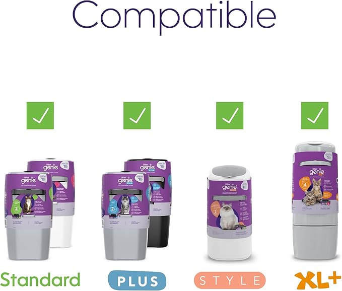 Litter Genie Refill Bags | Jumbo 6-Pack 168 total ft | Up to 24 months of supply in 6 cartridges | Ultimate Odor Control Cat Litter Bags