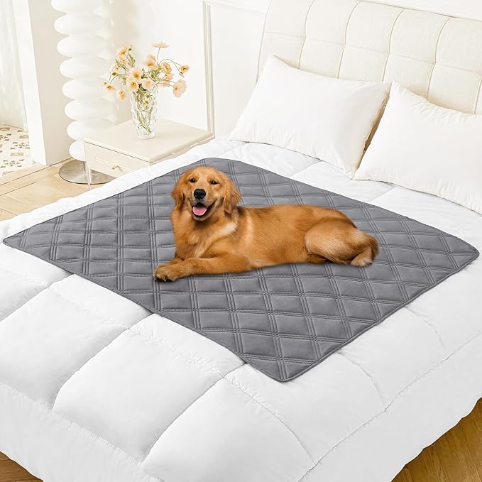 Smiry Waterproof Dog Bed Cover Blanket 40x50, Soft Reversible Pet Blanket, Washable Leakproof Cats Dogs Couch Cover for Sofa, Couch, Furniture, Grey/Light Grey