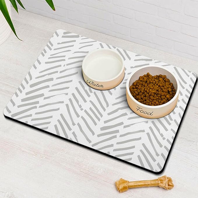 Dog Food Mats for Floors Absorbent, Pet Cat Food Mat - Quick Dry Dog Bowl Mats for Food and Water, Eco-Friendly Boho Pet Supplies