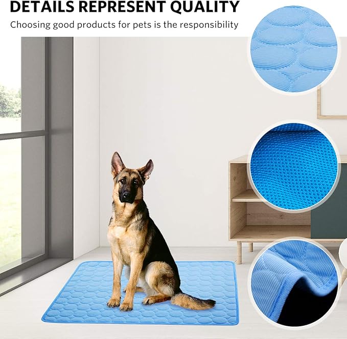 Dog Cooling Mat Pet Cooling Pads Dogs & Cats Pet Cooling Blanket for Outdoor Car Seats Beds (Blue, 28IN * 40IN)