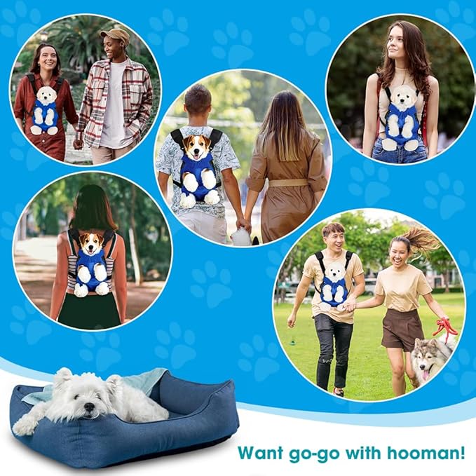 Dog Backpack Carrier, Adjustable Pet Front Carriers, Legs Out Carrying Sling Travel Bag for Small Medium Dogs 2.5-4 Lbs, Soft Wearable Puppy Chest Carry Backpacks for Walking/Hiking/Camping/Traveling
