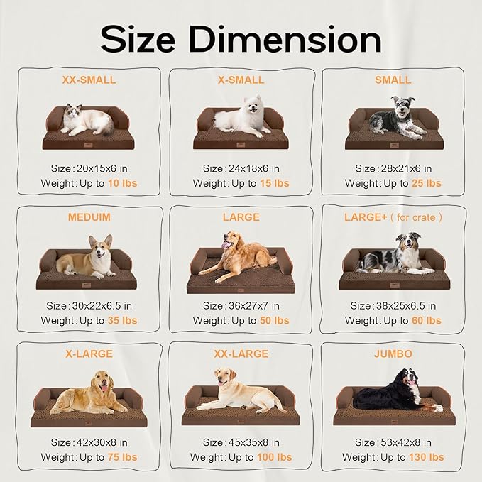 Small Dog Bed Orthopedic Washable Cat Bed Memory Foam Small Couch Sofa Indoor Comfy Pet Beds with Waterproof Removable Cover & Non-Slip Bottom
