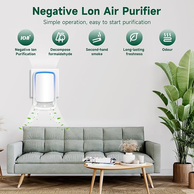 Air Ionizers for Home (3 Pack), Negative Ion Generator, Quiet Air Freshener for Bedroom, Office, Kitchen, Portable Air Filter Odor, Smoke Dust, Pets, Eliminator, Mini Air Cleaner