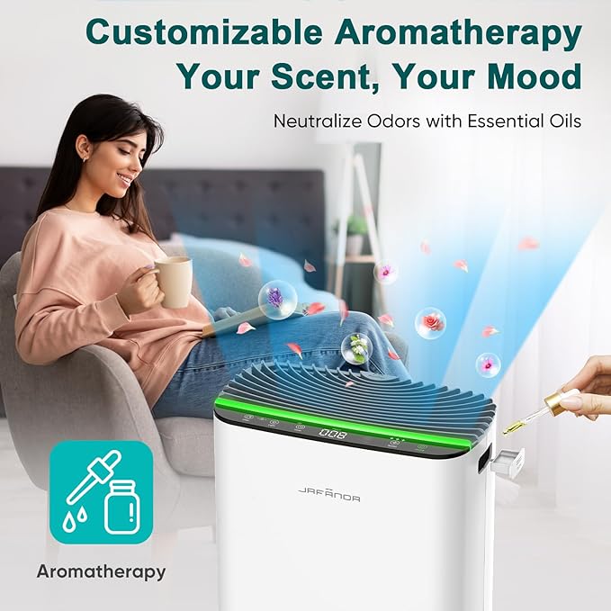 Jafända Air Purifier for Home Large Room Bedroom Up to 1226 Ft², True HEPA Filter with PM2.5 Display & 20dB Sleep Mode, Removes Pet Hair, Odor, Dust, Smoke, Pollen & Allergen