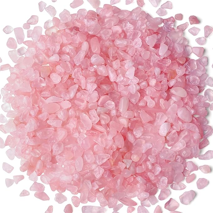 1lb Rose Quartz Aquarium Gravel Rocks Natural Tumbled Healing Crystal Chips Bulk Gemstones Tumbled Crushed Stones for Fountain Vase Filler Planters Decorative Fish Tank Potted Reiki Energy Balancing