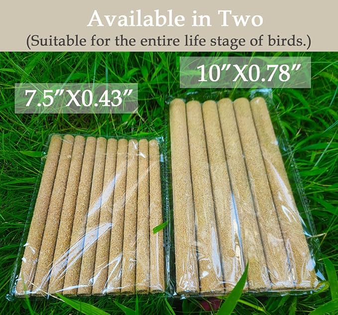20Pcs Sand Perch Covers for Bird - Bird Perchs Covers 7.5" Long x 3/8" Diameter Bird perches for Parakeets, Lovebirds, Parrotlets, Canaries and Other Small Birds (Yellow, 20pcs 7.5" x 0.43")