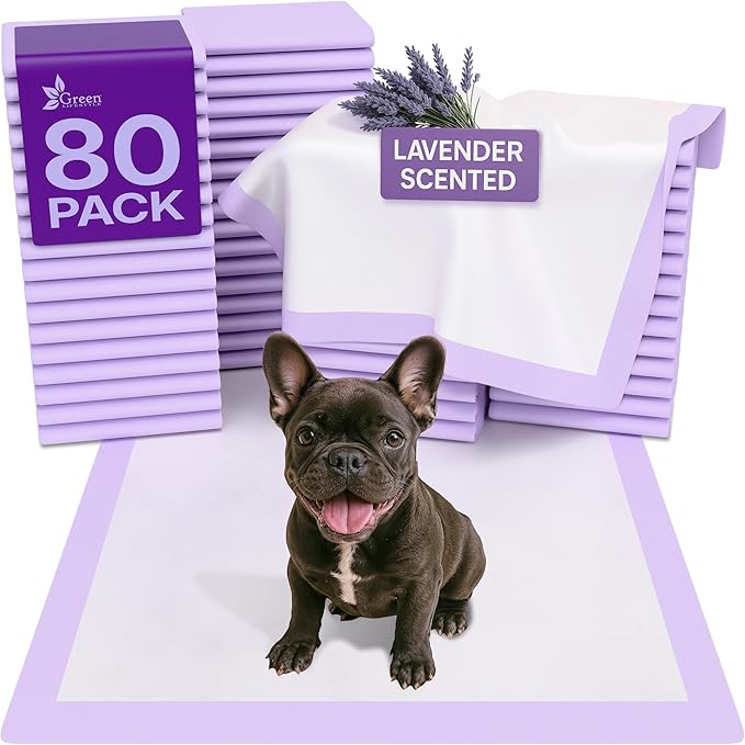 GREEN LIFESTYLE Pee Pads - Super Absorbent & Leak-Proof Pee Pads for Dogs - Puppy Pads - Waterproof Dog Pads, Lavender Scented Dog Training Pads for Cats, Rabbits (Pack of 80 - 22x22)