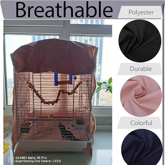 QBLEEV Birdcage Cover, Parrot Cage Night Cover Shade, Pet Universal Blackout Windproof Light-Proof Sleep Reduces Distractions Night Accessories Cloth Without Cage-14.1x18.5x26.7in (LxWxH)