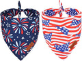PTDECOR American Flag Dog Bandana 4th of July Dog Scarf Reversible Red Blue Patriotic Bandanas for Medium Large Dogs Pets (Blue & Red, Large)