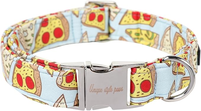 Unique style paws Dog Collar Metal Buckle Pizza Collar Gift Durable Cute Collar for Small Medium Large Boys Girls Dogs