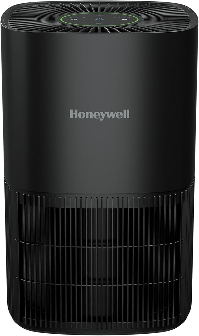 Honeywell Allergen Plus Compact HEPA Small Room Air Purifiers for Home, Up to 530 Ft² Coverage, 3-in-1 Filter, Pet Dander, Smoke & Odor Reducer Air Quality Sensor with Auto Mode, Black, HPA125B