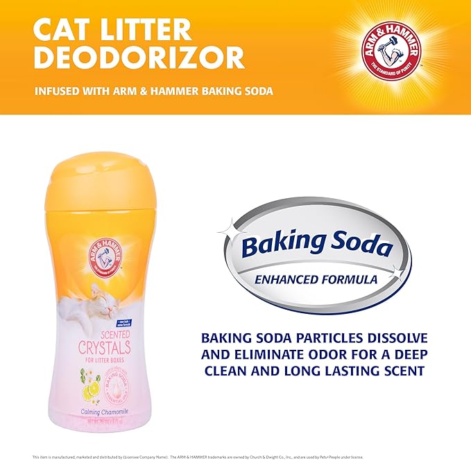 Arm & Hammer for Pets Scented Crystals for Litter Boxes, Calming Chamomile, Soothe the Mood with Every Use; Deodorizing Cat Litter Crystals with Baking Soda and Calming Fragrances, 15 Oz