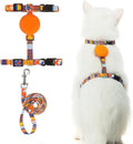 PUPTECK Adjustable Cat Harness and Leash Set Escape Proof Kitten Strap Collar for Walking Travel, Geometry Pattern