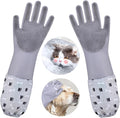 Dog Washing Gloves, Pet Grooming Gloves with Soft Brushes, Bathing and Massaging for Dogs and Cats, Silicone Heat Resistant Cleaning Gloves with High-Density Teeth (Gray)