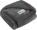 PetAmi Dog Blanket for Small Medium Dogs, Pet Bed Blanket Cat Puppy Kitten, Fleece Furniture Couch Cover Protector Sofa Car, Soft Sherpa Dog Throw Plush Reversible Washable, Mini 29x40 Solid Dark Gray