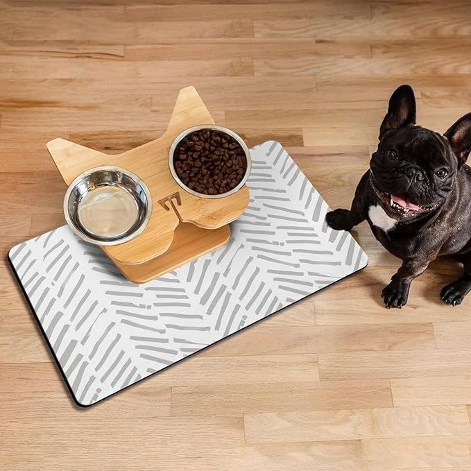 Dog Food Mats for Floors Absorbent, Pet Cat Food Mat - Quick Dry Dog Bowl Mats for Food and Water, Eco-Friendly Boho Pet Supplies