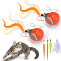 BABORUI 2Pack Orange Interactive Cat Toy Ball - Automatic Interactive Cat Toys for Indoor Cats with 3 Tails, 2 Speeds Rechargeable Enrichment for Small/Medium/Large to Keep Them Busy