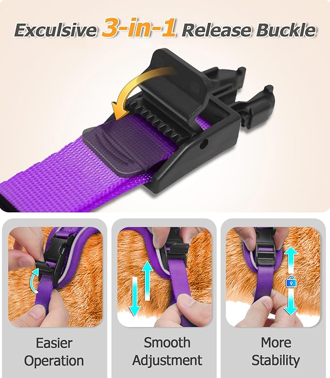 Halypet Cat Harness and Leash Set [MAX Safety 4th-Gen Upgrade] Escape Proof Adjustable Cat Leash Comfortable Soft Vest Easy to Wear Kitten Harness with Reflective Strip for Cats Walking, XS Purple