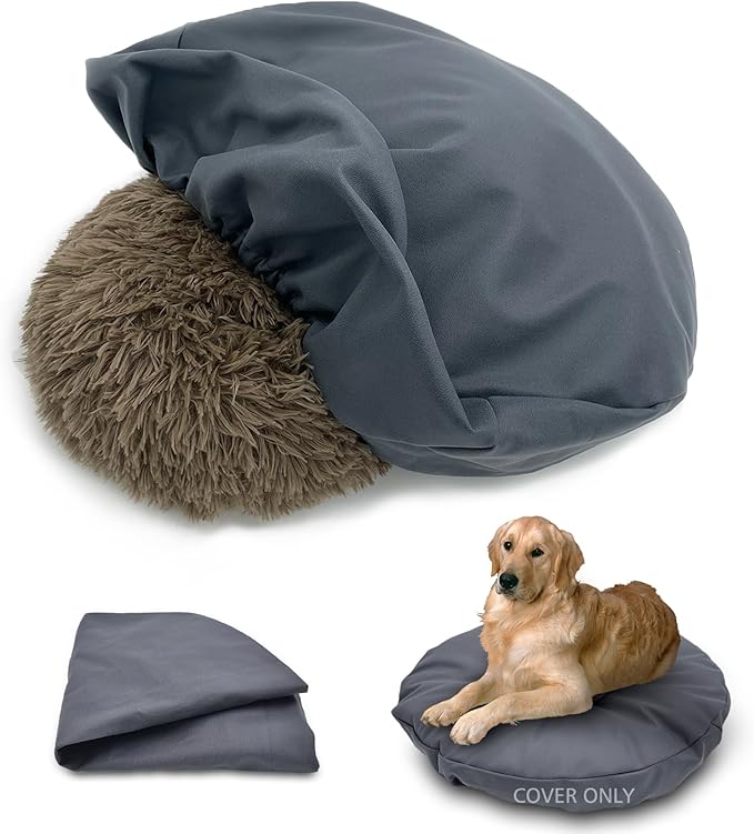 Dog Bed Cover Waterproof Replacement Machine Washable Covers for 20x20 Inch Dog Bed Heavy Duty Scratch Resistant Mattress Protector Pet Bed Round Grey Cover Only