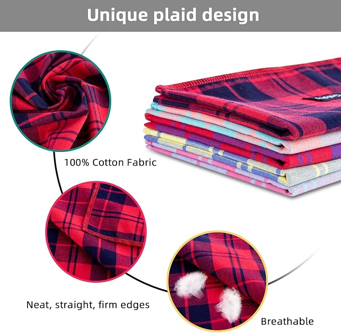 Spring Dog Bandana XLarge-Dog Scarf Vibrant Color Pink Green Plaid Printing Adjustable Bib Handkerchief Accessories for Large Dogs (XL)