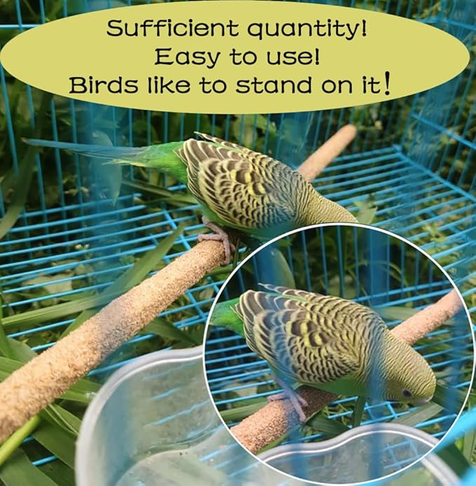 20Pcs Sand Perch Covers for Bird - Bird Perchs Covers 7.5" Long x 3/8" Diameter Bird perches for Parakeets, Lovebirds, Parrotlets, Canaries and Other Small Birds (Yellow, 20pcs 7.5" x 0.43")