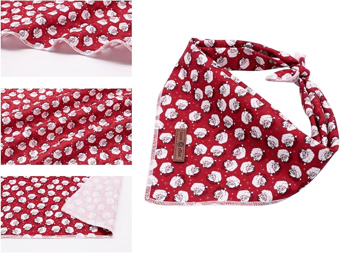 Lionet Paws Christmas Dog Bandana Washable Cotton Handkerchief Scarf Triangle Bandana for Small Medium Large Dogs Santa Claus Girl Boy