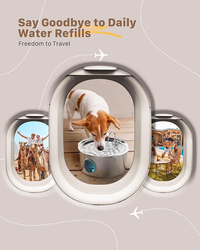 Pet Water Fountain for Large Dogs: Metal Dog Water Fountain - Silent Big Cat Fountains - 7L/236oz/1.8G Dog Drinking Fountains Inside - GROOKPET Water Fountains for Pets Indoor Large - 9 Filters