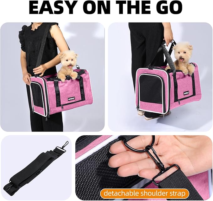 Top Loading Medium Cat Carrier with Privacy Protection for Nervous Pet, Soft-Sided Small Puppy Travel Crate Vet Visit, Kitty Cage Kennel Bag Suitcase Luggage Sleeve, 18x11x11 Inch Pink