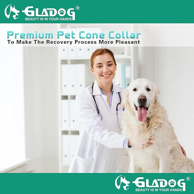 GLADOG Soft Cone Collar, 3 PCS (XL is Only 1 PCS) Flexible Plastic Cone for After-Surgery Recovery, Adjustable E-Collar for Large/Medium/Small Dogs and Cats