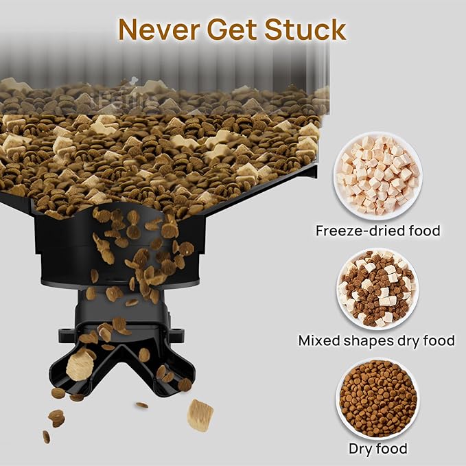 iPettie Automatic WiFi Pet Feeder for 2 Pets, 5L Capacity, 1-10 Meals Per Day, Adjustable Bowl Height, Smart Dog Cat Feeder with 2 Stainless Steel Bowls, 2.4G WiFi App Control for Cats and Small Dogs