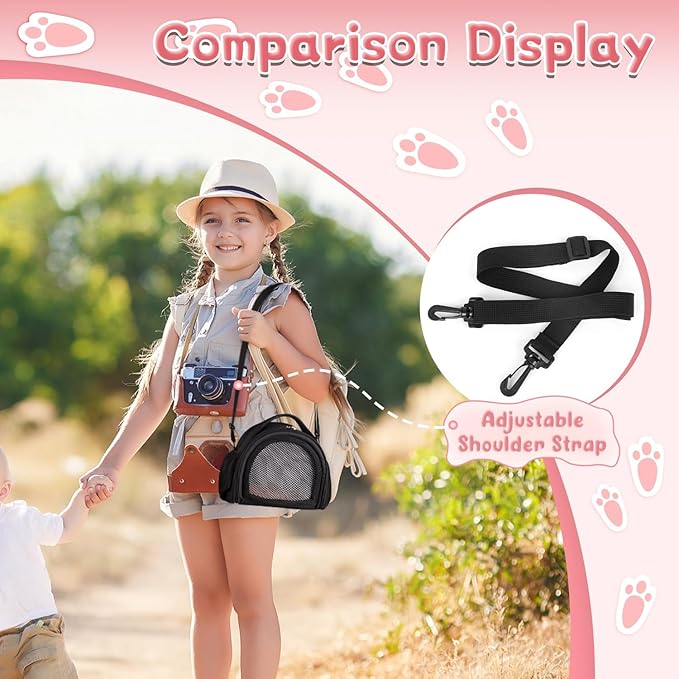 YUDODO Hamster Carrier Guinea Pig Carrier Bag Small Animal Sugar Glider Pouch Gerbil Hedgehog Portable Travel Carrier Outdoor Hangbag Flying Squirrel Rat Carrier Black