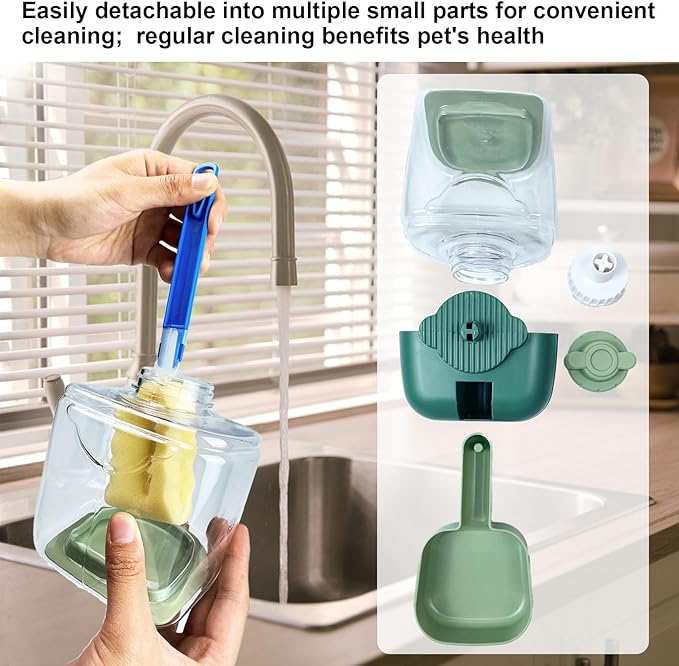 35oz Rabbit Water Bottle, Pet Hanging Automatic Water Dispenser for Small Animal Ferret Guinea Pig Chinchilla Dog Cat (Cage Grid Spacing 1.1''-2.1'') (Green)