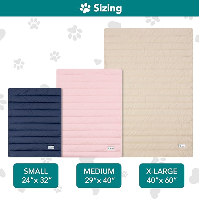 PetAmi Cooling Mat for Dog, Premium Pet Cooling Blanket for Crate Kennel, Indoor Cat Cool Sleeping Pad, Q-MAX Cold Sofa Couch Cover for Summer, Navy/Dusty Blue, Small (24x32)