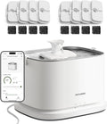PETLIBRO Upgrade Cat Water Fountain + 8 Packs Filters, Dockstream 2 Smart App Monitoring Pet Water Fountain for Cats Indoor, 3L/101oz Cat Fountain Stainless Steel Tray for Drinking, 5G WiFi