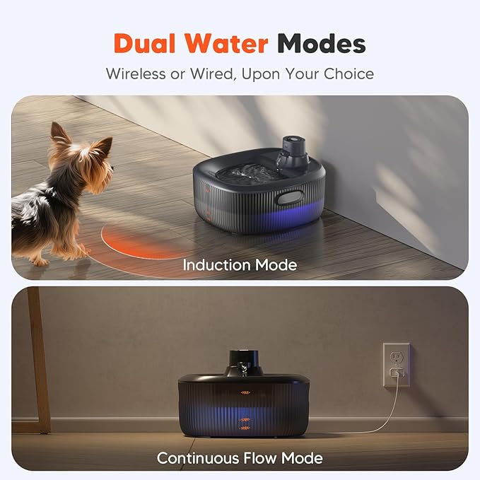 WOPET Wireless Dog Water Fountain for Large Dogs, 6L/205oz Dog Water Bowl Dispenser with 5000mAh Battery Operated, W600 Pro Cordless Pet Fountain for Dogs&Cats with Motion Sensor, Ultra Quiet Pump